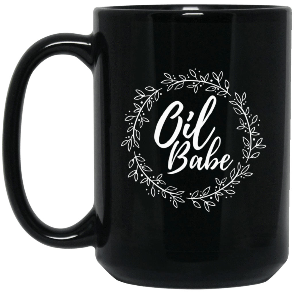 OIL BABE Black Mug - BIG 15 oz. size
