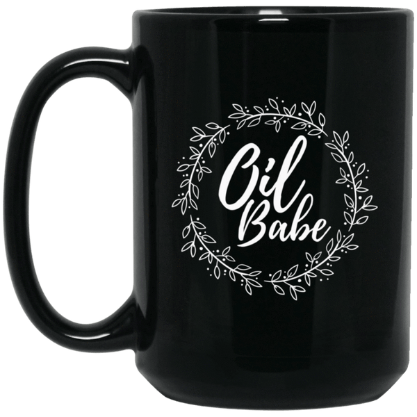 OIL BABE Black Mug - BIG 15 oz. size