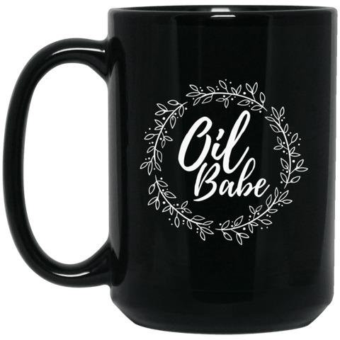 OIL BABE Black Mug - BIG 15 oz. size