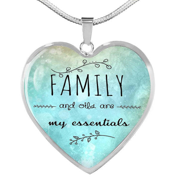 LUXURY STAINLESS STEEL FAMILY & OILS HEART NECKLACE - OPTIONAL ENGRAVING ON BACK - 18k GOLD FINISH OPTION TOO