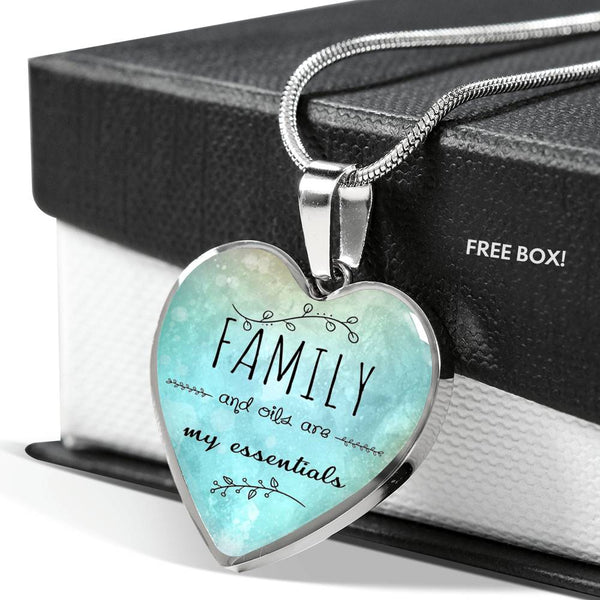 LUXURY STAINLESS STEEL FAMILY & OILS HEART NECKLACE - OPTIONAL ENGRAVING ON BACK - 18k GOLD FINISH OPTION TOO