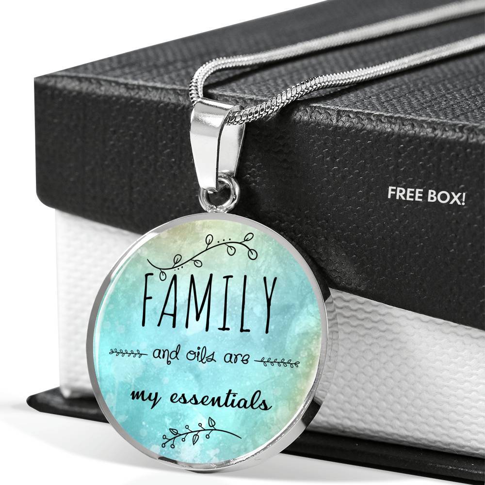 SUPERIOR STAINLESS STEEL FAMILY & OILS NECKLACE - OPTIONAL ENGRAVING ON BACK - 18k GOLD FINISH OPTION TOO