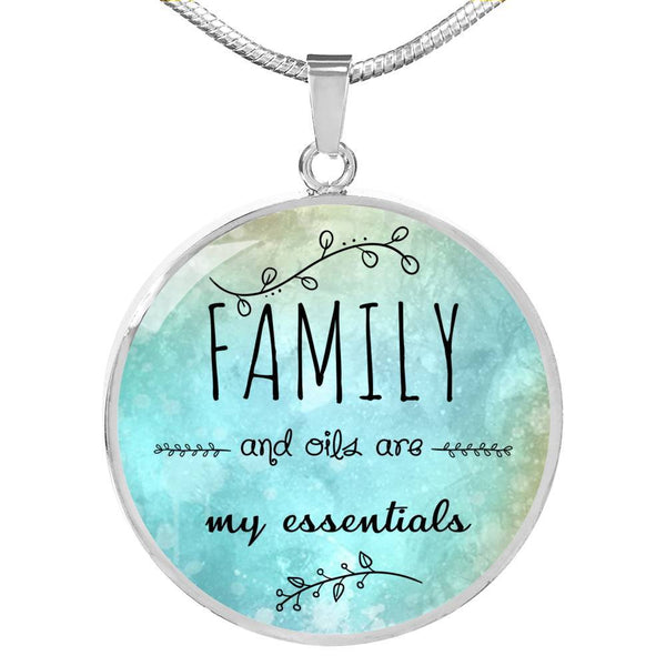 SUPERIOR STAINLESS STEEL FAMILY & OILS NECKLACE - OPTIONAL ENGRAVING ON BACK - 18k GOLD FINISH OPTION TOO