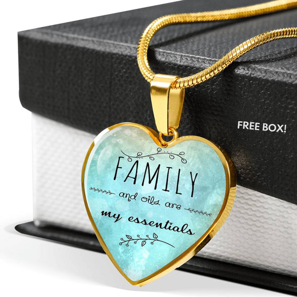 LUXURY STAINLESS STEEL FAMILY & OILS HEART NECKLACE - OPTIONAL ENGRAVING ON BACK - 18k GOLD FINISH OPTION TOO