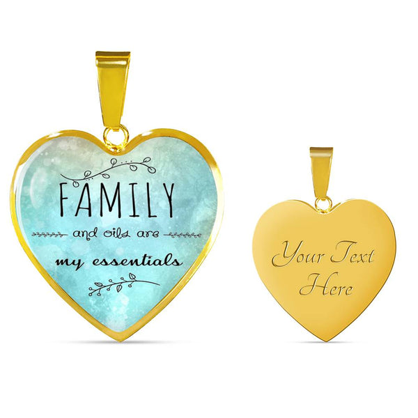 LUXURY STAINLESS STEEL FAMILY & OILS HEART NECKLACE - OPTIONAL ENGRAVING ON BACK - 18k GOLD FINISH OPTION TOO