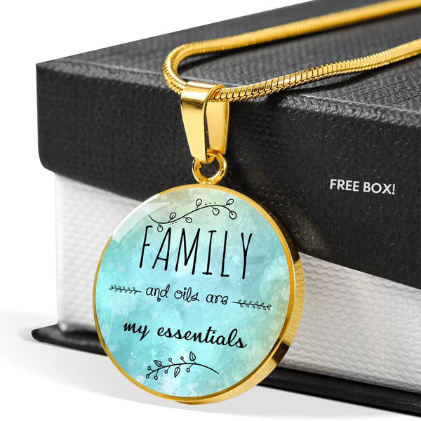 SUPERIOR STAINLESS STEEL FAMILY & OILS NECKLACE - OPTIONAL ENGRAVING ON BACK - 18k GOLD FINISH OPTION TOO