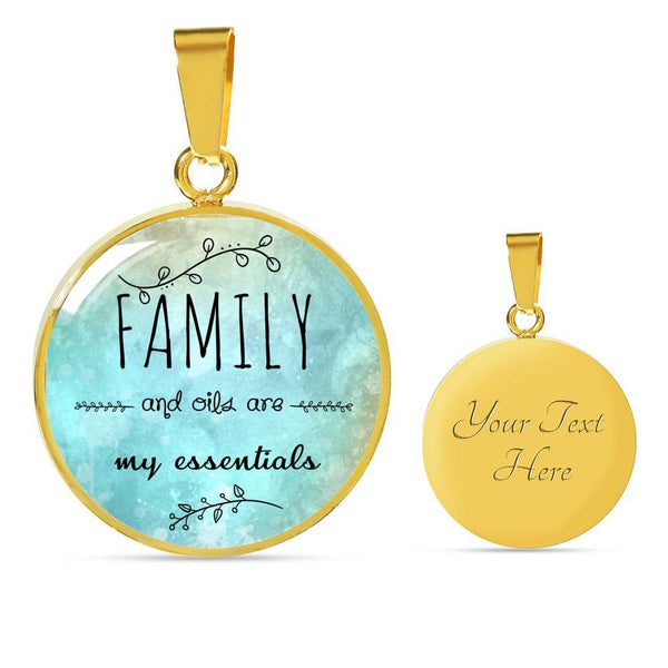 SUPERIOR STAINLESS STEEL FAMILY & OILS NECKLACE - OPTIONAL ENGRAVING ON BACK - 18k GOLD FINISH OPTION TOO