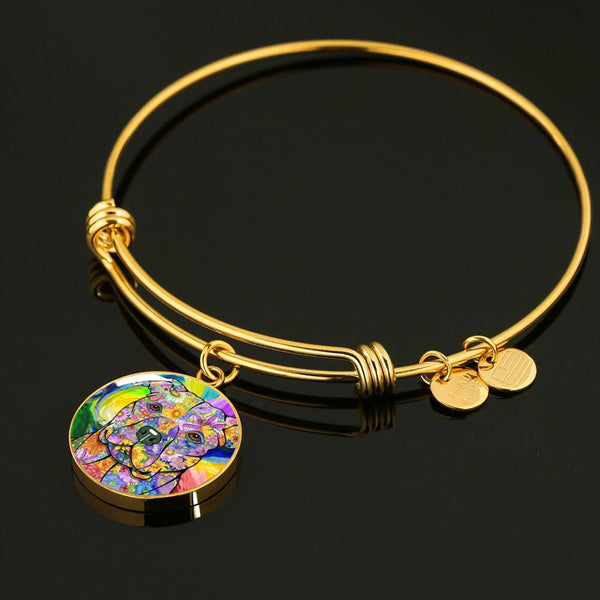 LUXURY PIT BULL SILVER OR GOLD BANGLE BRACELET - OPTIONAL ENGRAVING