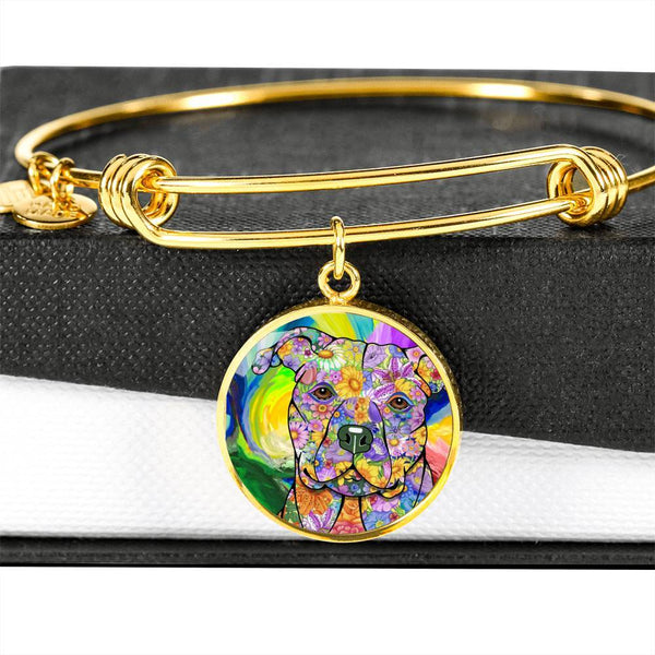 LUXURY PIT BULL SILVER OR GOLD BANGLE BRACELET - OPTIONAL ENGRAVING