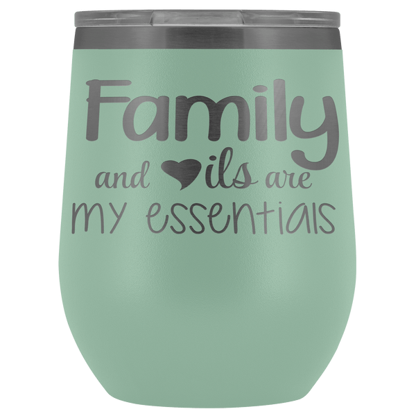 FAMILY & OILS WINE STAINLESS STEEL VACUUM WINE TUMBLER - 12 COLORS TO CHOOSE FROM