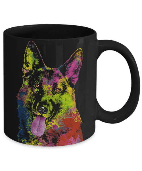 GORGEOUS POP ART GERMAN SHEPHERD BLACK MUG - DESIGN ON BOTH SIDES