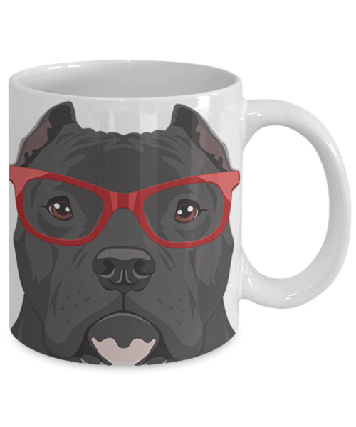 COOL CROPPED EARS HIPSTER PIT BULL MUG - 11-OZ. & 15-OZ. SIZES - FULL 365° WRAP DESIGN