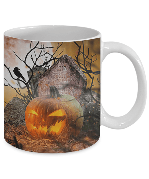 HALLOWEEN SCARY PUMPKINS 11 OZ MUG - WRAP DESIGN - 2 COLORS