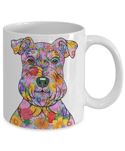 FABULOUS FLOWER SCHNAUZER WHITE MUG - DESIGN ON BOTH SIDES