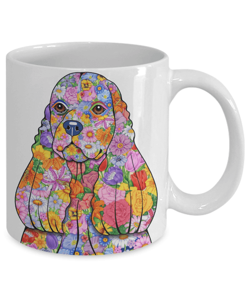 FABULOUS FLOWER COCKER SPANIEL WHITE MUG - DESIGN ON BOTH SIDES