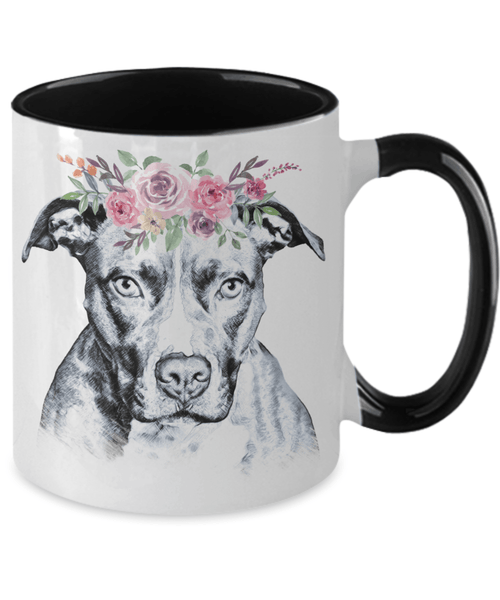BEAUTIFUL BOHO PIT BULL TWO TONED MUG - BLACK OR PINK