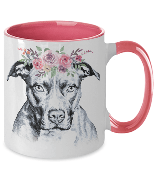 BEAUTIFUL BOHO PIT BULL TWO TONED MUG - BLACK OR PINK