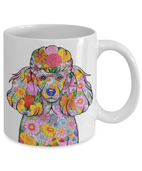 FABULOUS FLOWER POODLE WHITE MUG - DESIGN ON BOTH SIDES