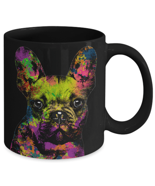 GORGEOUS POP ART FRENCH BULLDOG BLACK MUG - DESIGN ON BOTH SIDES