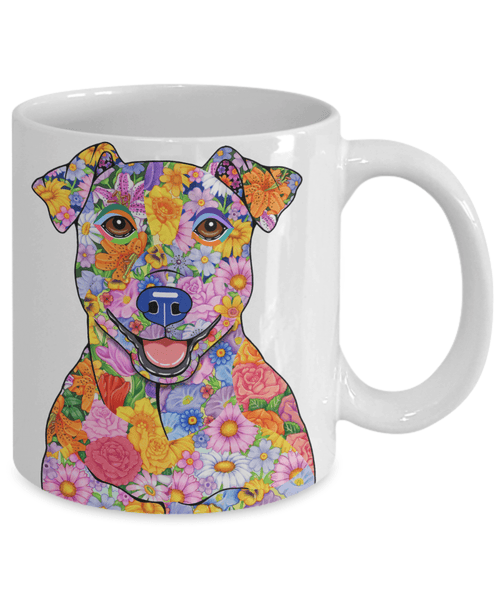 FABULOUS FLOWER JACK RUSSELL WHITE MUG - DESIGN ON BOTH SIDES