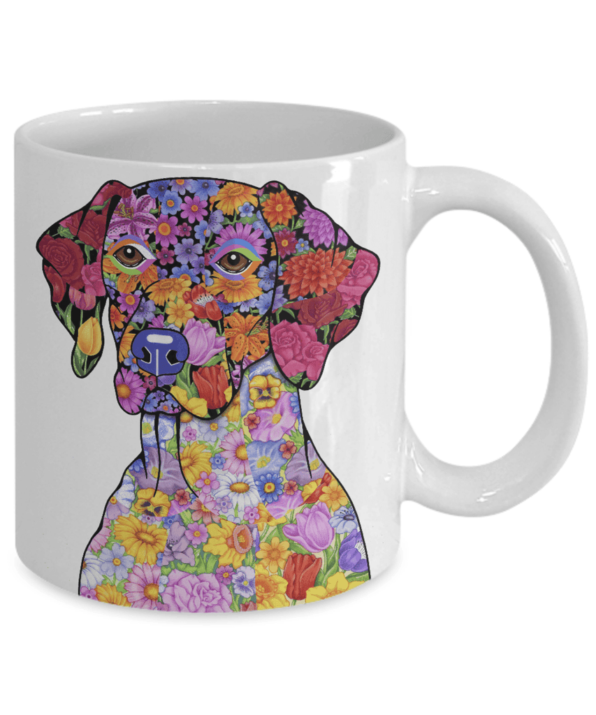 FABULOUS FLOWER GERMAN SHORTHAIRED POINTER WHITE MUG - DESIGN ON BOTH SIDES