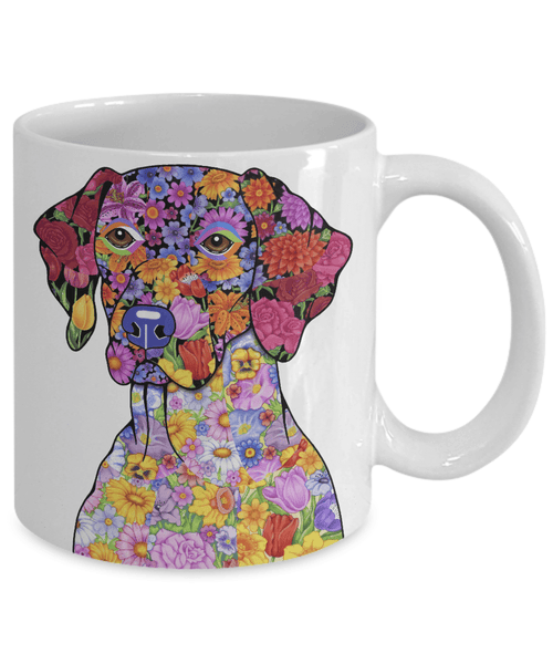 FABULOUS FLOWER GERMAN SHORTHAIRED POINTER WHITE MUG - DESIGN ON BOTH SIDES