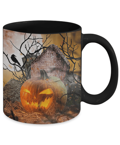 HALLOWEEN SCARY PUMPKINS 11 OZ MUG - WRAP DESIGN - 2 COLORS
