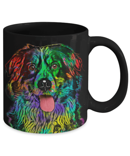 GORGEOUS POP ART BERNESE MOUNTAIN DOG BLACK MUG - DESIGN ON BOTH SIDES