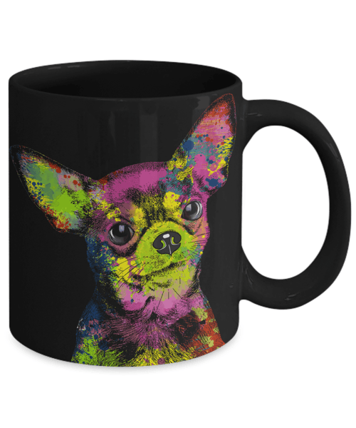 GORGEOUS POP ART CHIHUAHUA BLACK MUG - DESIGN ON BOTH SIDES