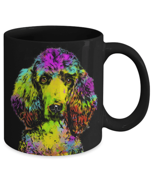 GORGEOUS POP ART POODLE BLACK MUG - DESIGN ON BOTH SIDES