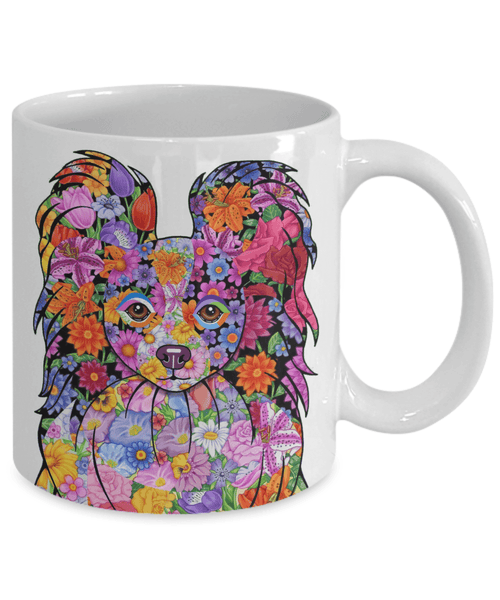FABULOUS FLOWER PAPILLON WHITE MUG - DESIGN ON BOTH SIDES
