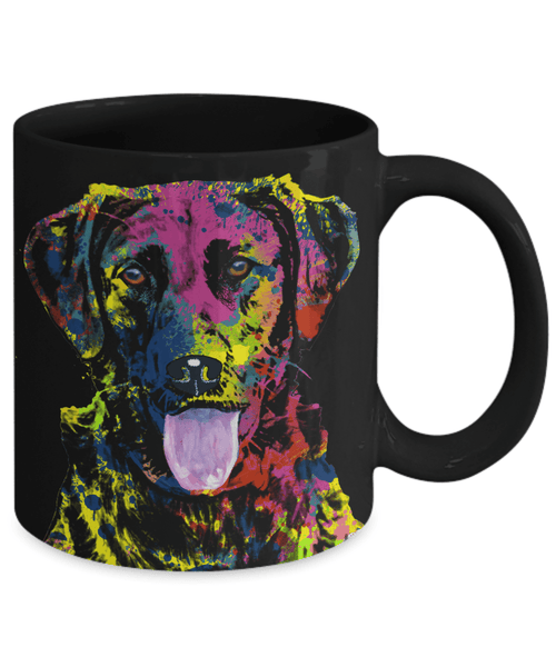 GORGEOUS POP ART LABRADOR BLACK MUG - DESIGN ON BOTH SIDES