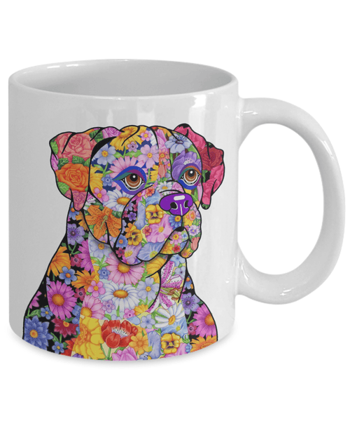 FABULOUS FLOWER BOXER WHITE MUG - DESIGN ON BOTH SIDES