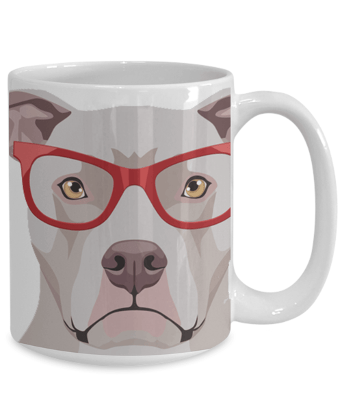 COOL HIPSTER PIT BULL MUG - 11-OZ. & 15-OZ. SIZES - FULL 365° WRAP DESIGN
