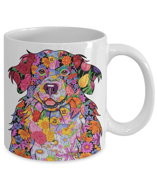 FABULOUS FLOWER BERNESE MOUNTAIN DOG WHITE MUG - DESIGN ON BOTH SIDES