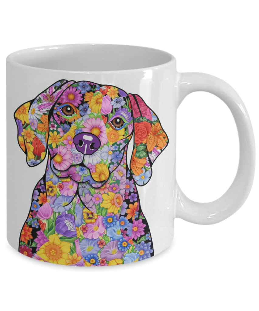 FABULOUS FLOWER BEAGLE WHITE MUG - DESIGN ON BOTH SIDES
