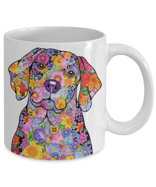 FABULOUS FLOWER BEAGLE WHITE MUG - DESIGN ON BOTH SIDES