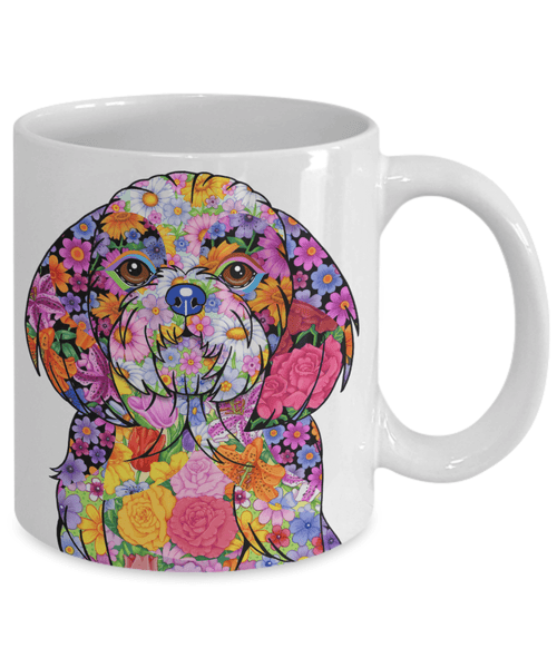 FABULOUS FLOWER SHIH TZU WHITE MUG - DESIGN ON BOTH SIDES
