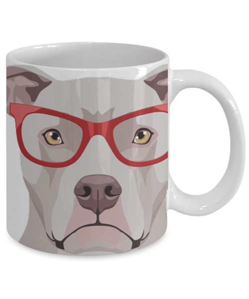 COOL HIPSTER PIT BULL MUG - 11-OZ. & 15-OZ. SIZES - FULL 365° WRAP DESIGN