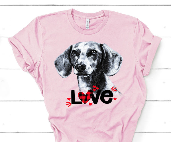DACHSHUND LOVE BELLA CANVAS TEES - UP TO 4XL - PERFECT FOR VALENTINE'S DAY - 2 COLORS