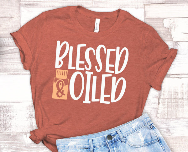 FUN BLESSED & OILED UNISEX TEES - UP TO 4XL - BEAUTIFUL HEATHER COLORS