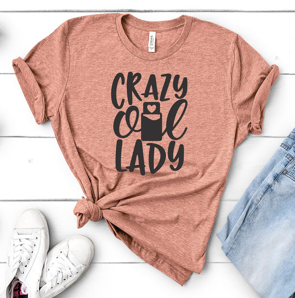 FUN CRAZY OIL LADY UNISEX TEES - UP TO 4XL - BEAUTIFUL HEATHER COLORS