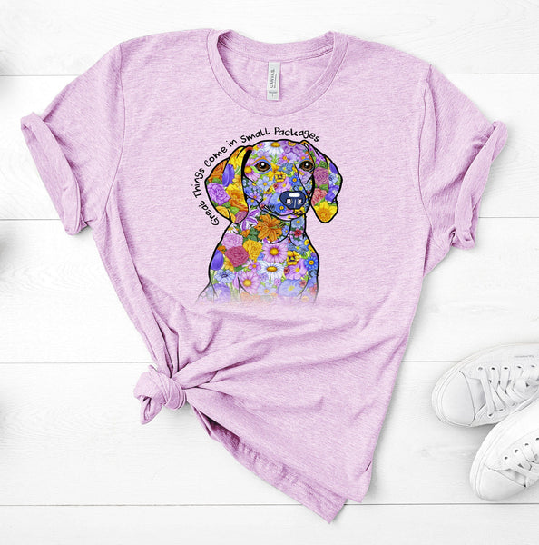 GREAT THINGS COME IN SMALL PACKAGES DACH UNISEX TEES - UP TO 4XL - BEAUTIFUL HEATHER COLORS