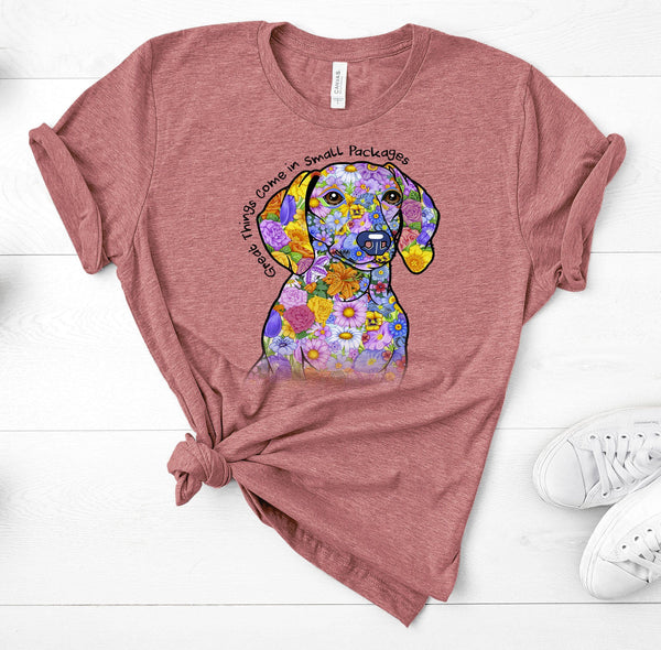 GREAT THINGS COME IN SMALL PACKAGES DACH UNISEX TEES - UP TO 4XL - BEAUTIFUL HEATHER COLORS