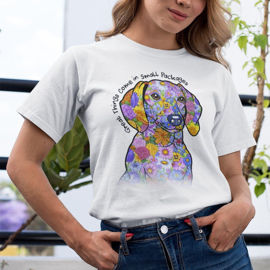 GREAT THINGS COME IN SMALL PACKAGES DACH UNISEX TEES - UP TO 4XL - BEAUTIFUL HEATHER COLORS