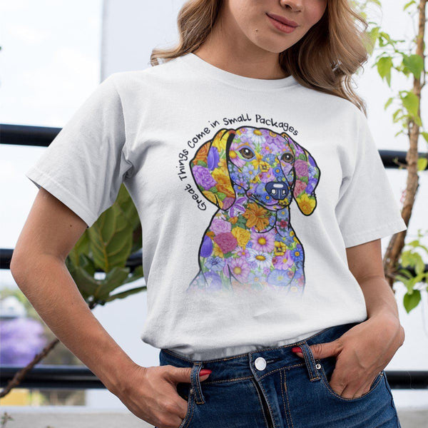GREAT THINGS COME IN SMALL PACKAGES DACH UNISEX TEES - UP TO 4XL - BEAUTIFUL HEATHER COLORS