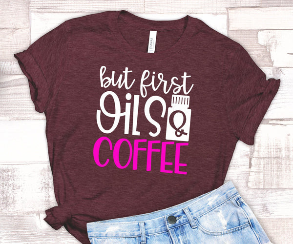 FUN OILS & COFFEE UNISEX TEES - UP TO 4XL - BEAUTIFUL HEATHER COLORS