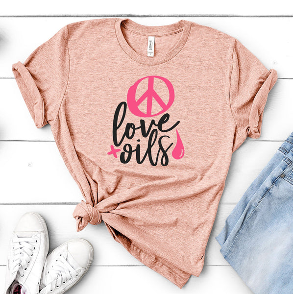 FUN PEACE LOVE OILS UNISEX TEES - UP TO 4XL - BEAUTIFUL HEATHER COLORS
