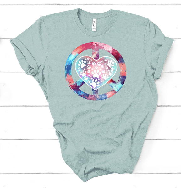PEACE LOVE PAWS BELLA TEES - UP TO 4XL - 5 COLORS