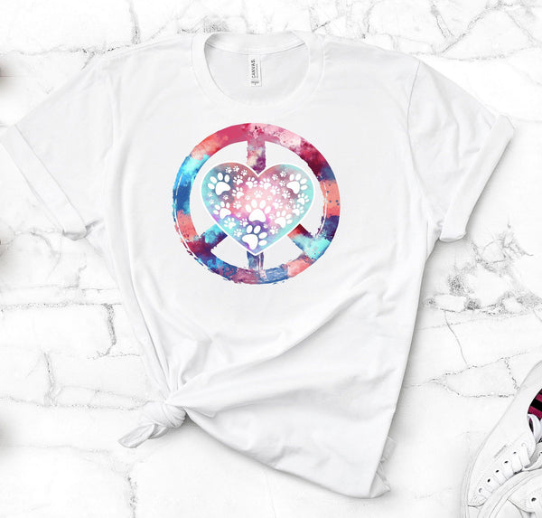 PEACE LOVE PAWS BELLA TEES - UP TO 4XL - 5 COLORS